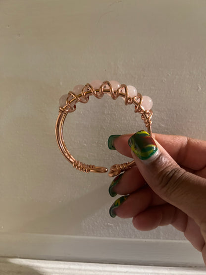 Rose Quarts Gemstone Copper Wire Beaded Bracelets