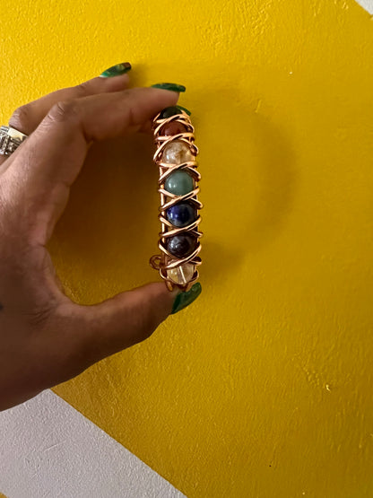 Chakra Gemstone Copper Wire Beaded Bracelets