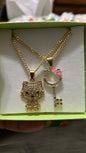 2 kitty necklace set