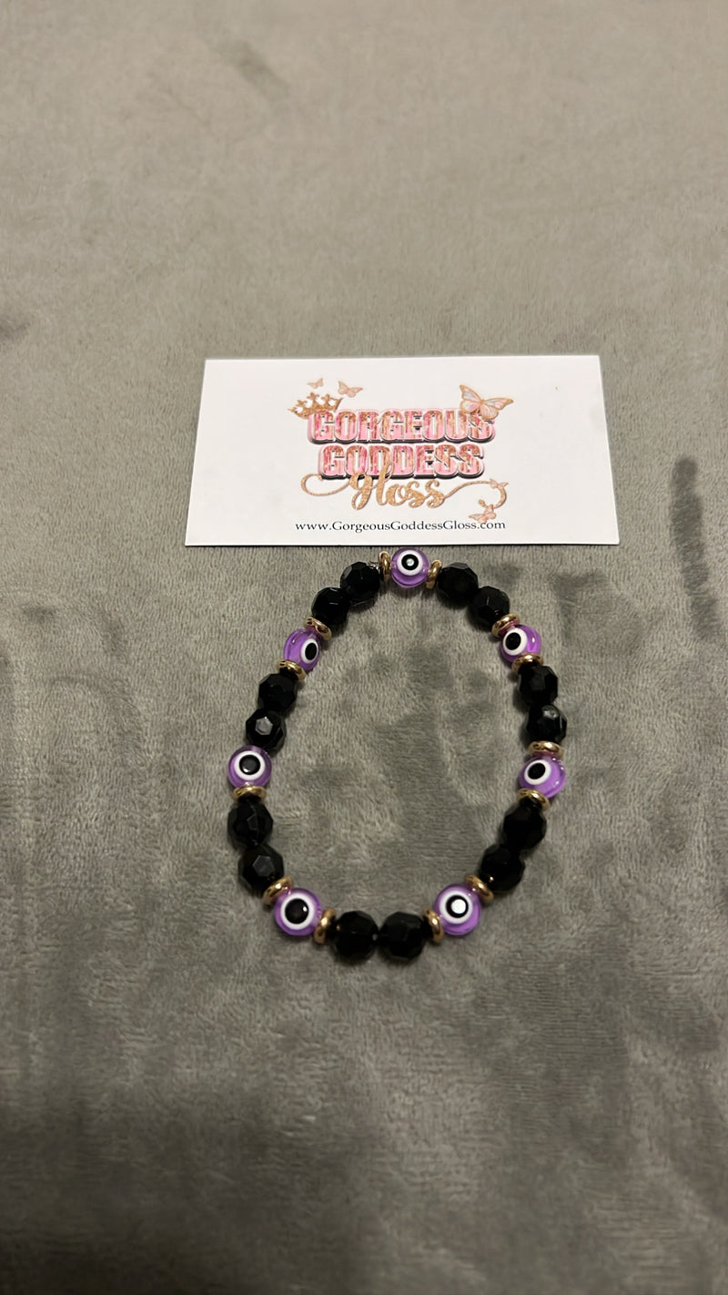 Purple  Evil Eye Custom Name / Plain  Single Bracelet