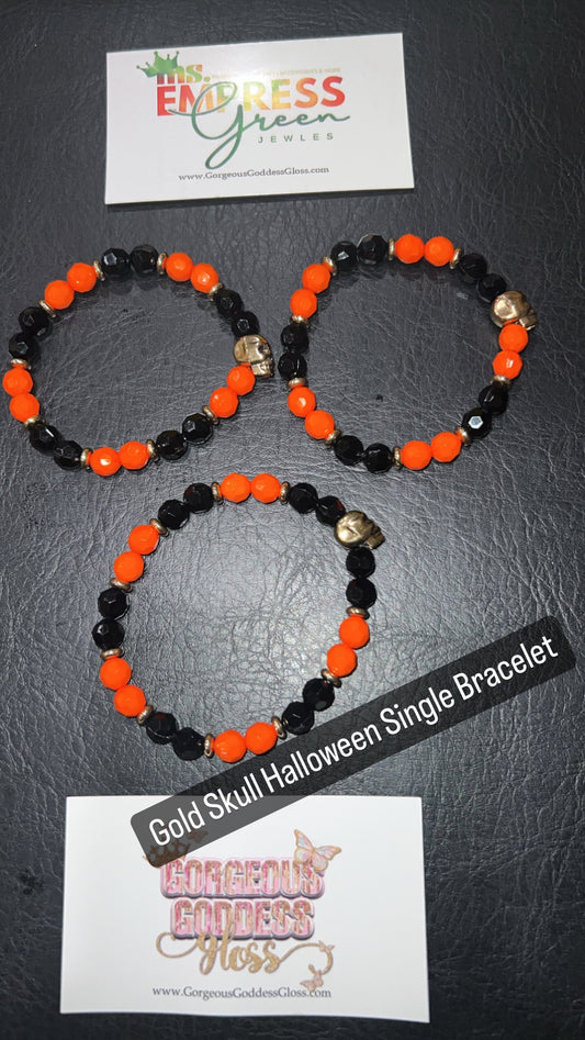 Gold Skull 💀 Halloween  🎃  Single Bracelet