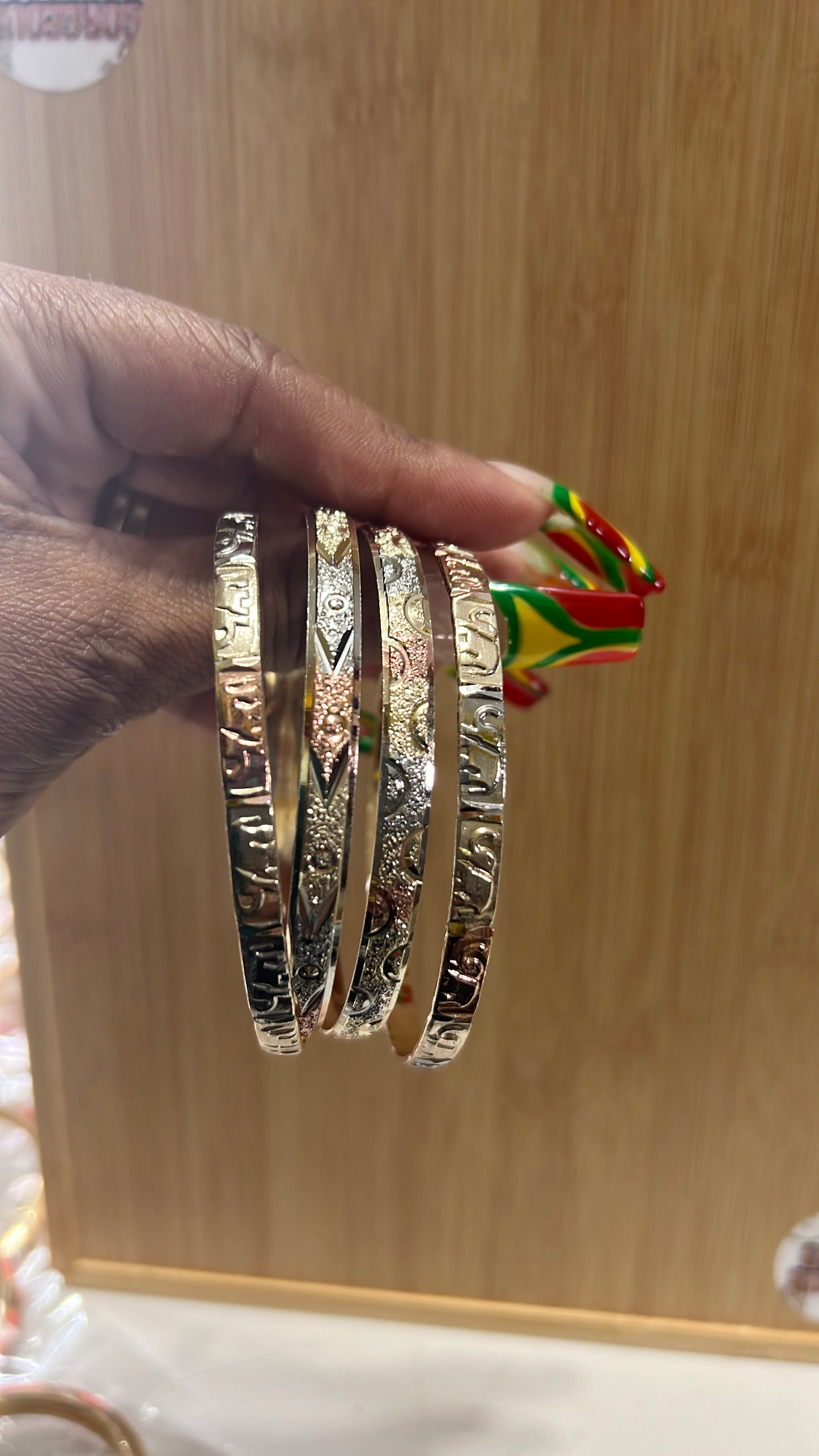 Tri color Mixed  Elephant  Bangle Set