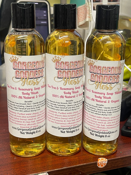 TEA TREE & ROSEMARY Handmade Body Wash 100% All Natural  & Organic