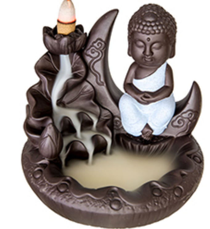 Moon Buddha Backflow Cone Incense Burner
 comes with 6 cones