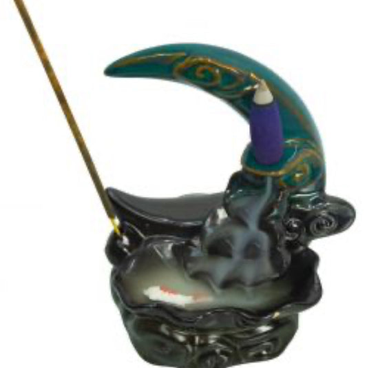 Backflow Incense Burner - Koi Fish Moon comes with 6 Cones