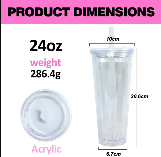 24 oz Acrylic Snowglobe Tumbler