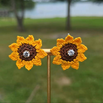 Sun Flower Sunshine  Crochet Earrings