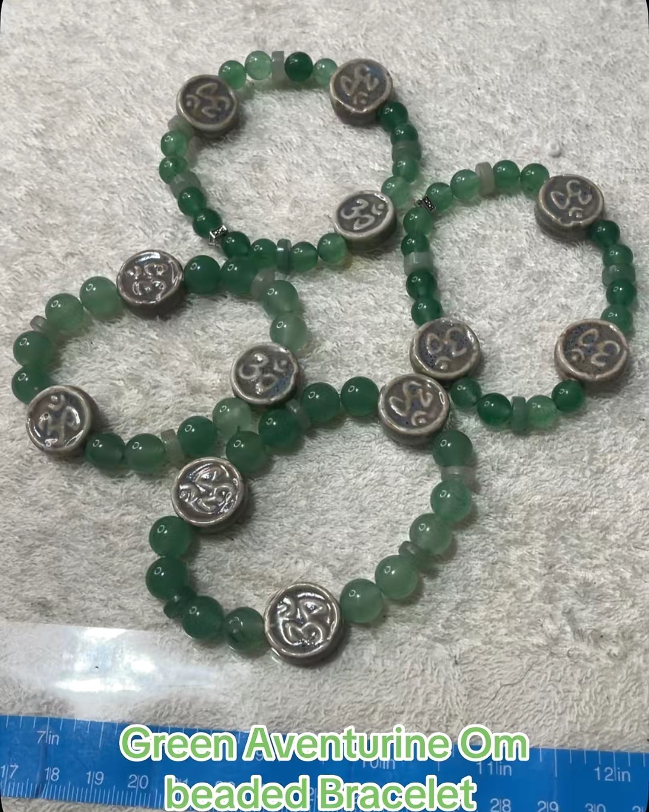 Green Aventurine Om Beaded Bracelets