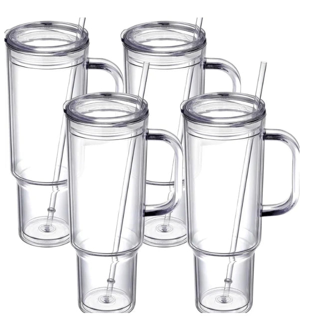 40 oz Acrylic SnowGlobe Cup Clear Tops