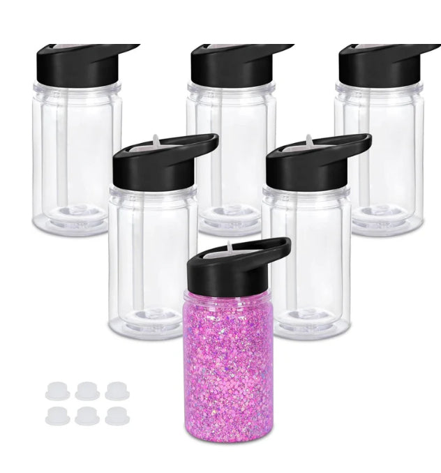 Acrylic Snowglobe Kids Cup Colorful Lids 10oz