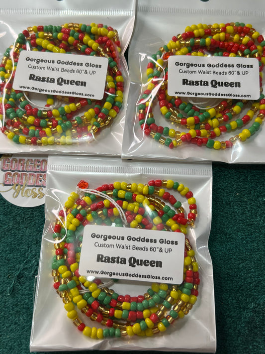 Rasta Queen   custom Waist-bead Gem Tie on waist beads (Add 4 one will be FREE