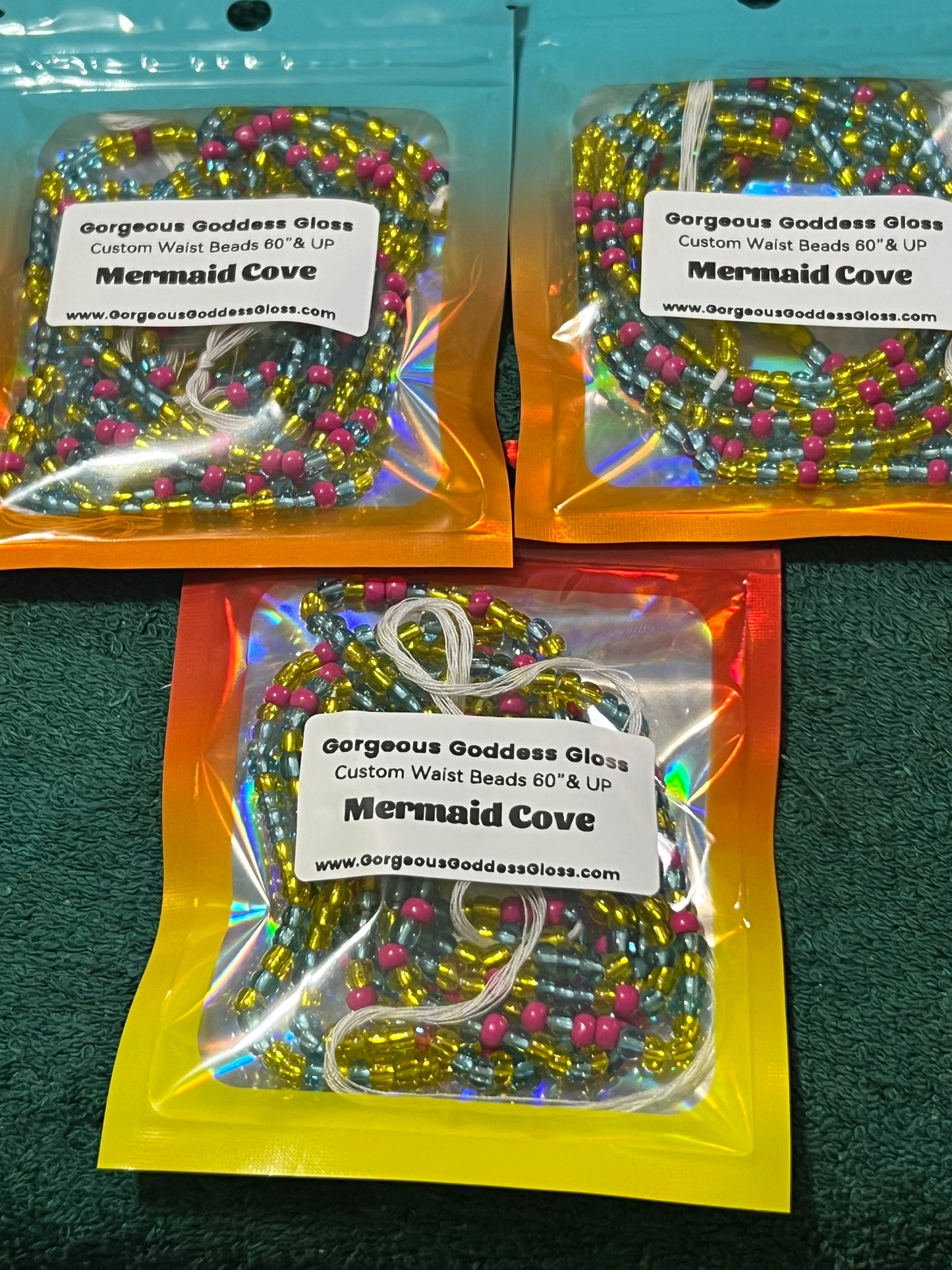 Mermaid Cove   custom Waist-bead Tie on waist beads(Add 4 one will be FREE )