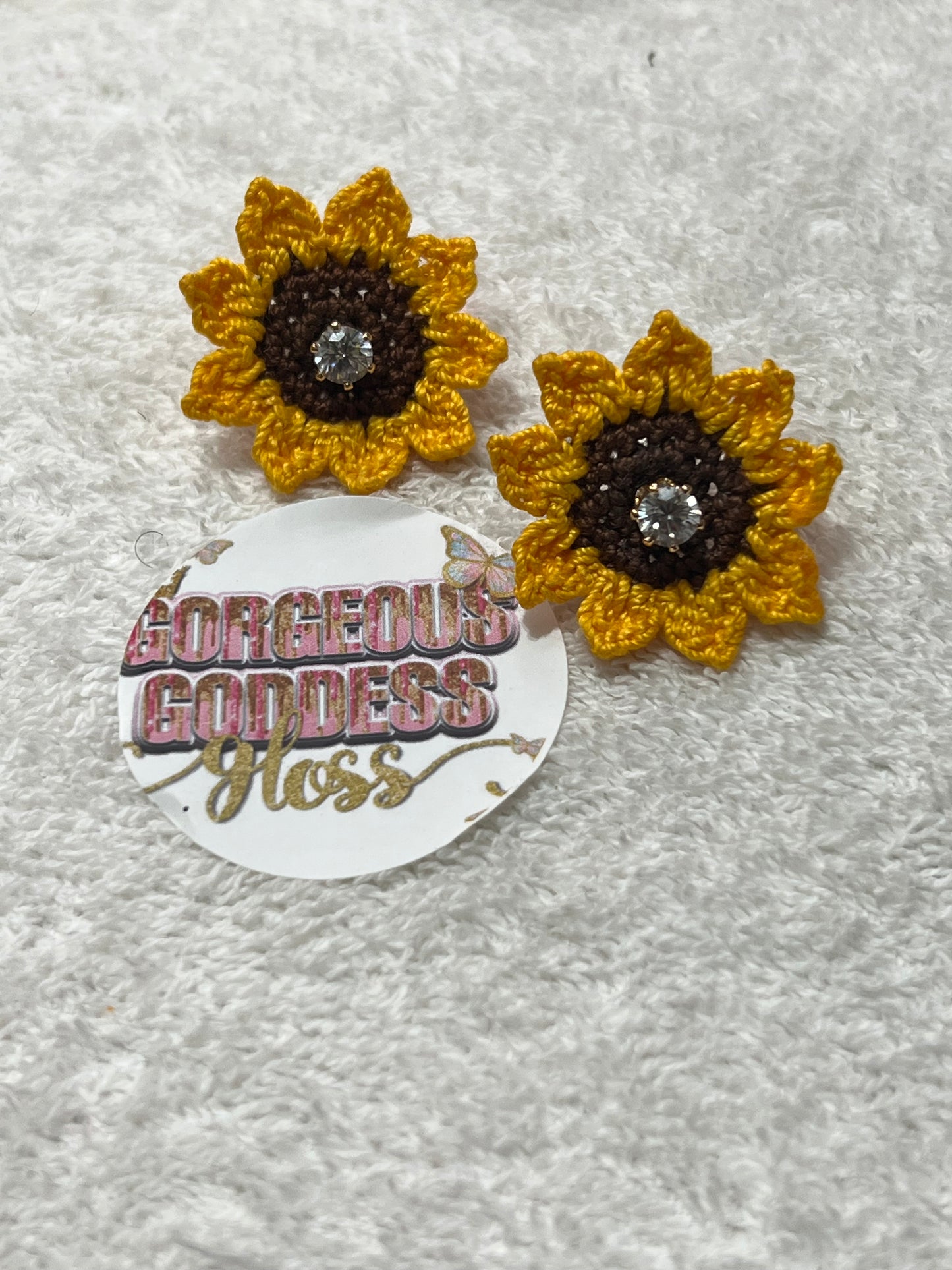 Sun Flower Sunshine  Crochet Earrings