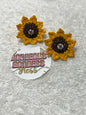 Sun Flower Sunshine  Crochet Earrings