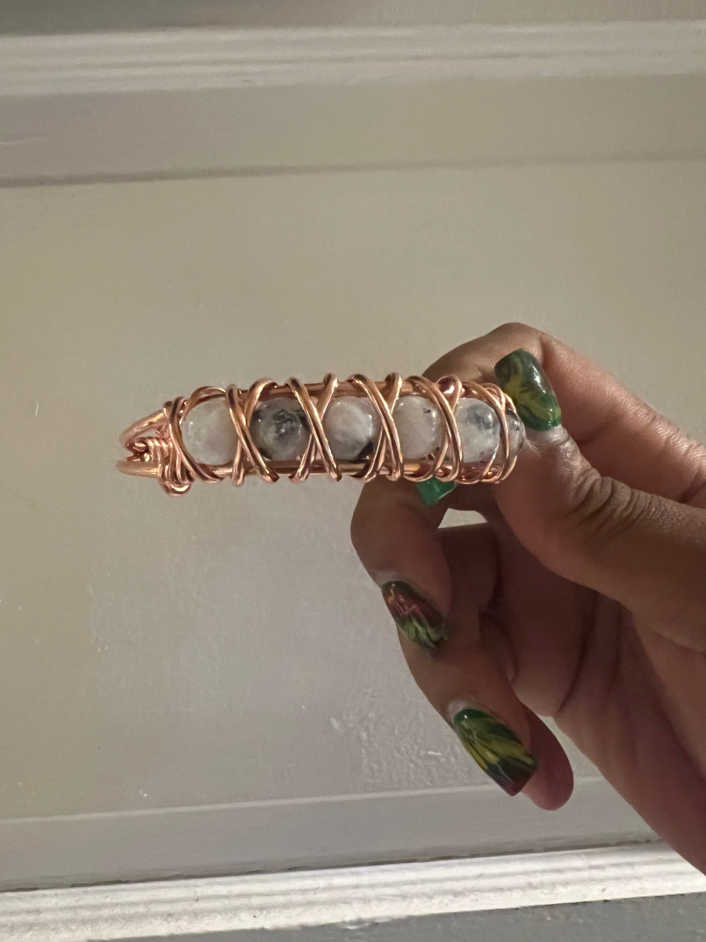 Moonstone Gemstone Copper Wire Beaded Bracelets