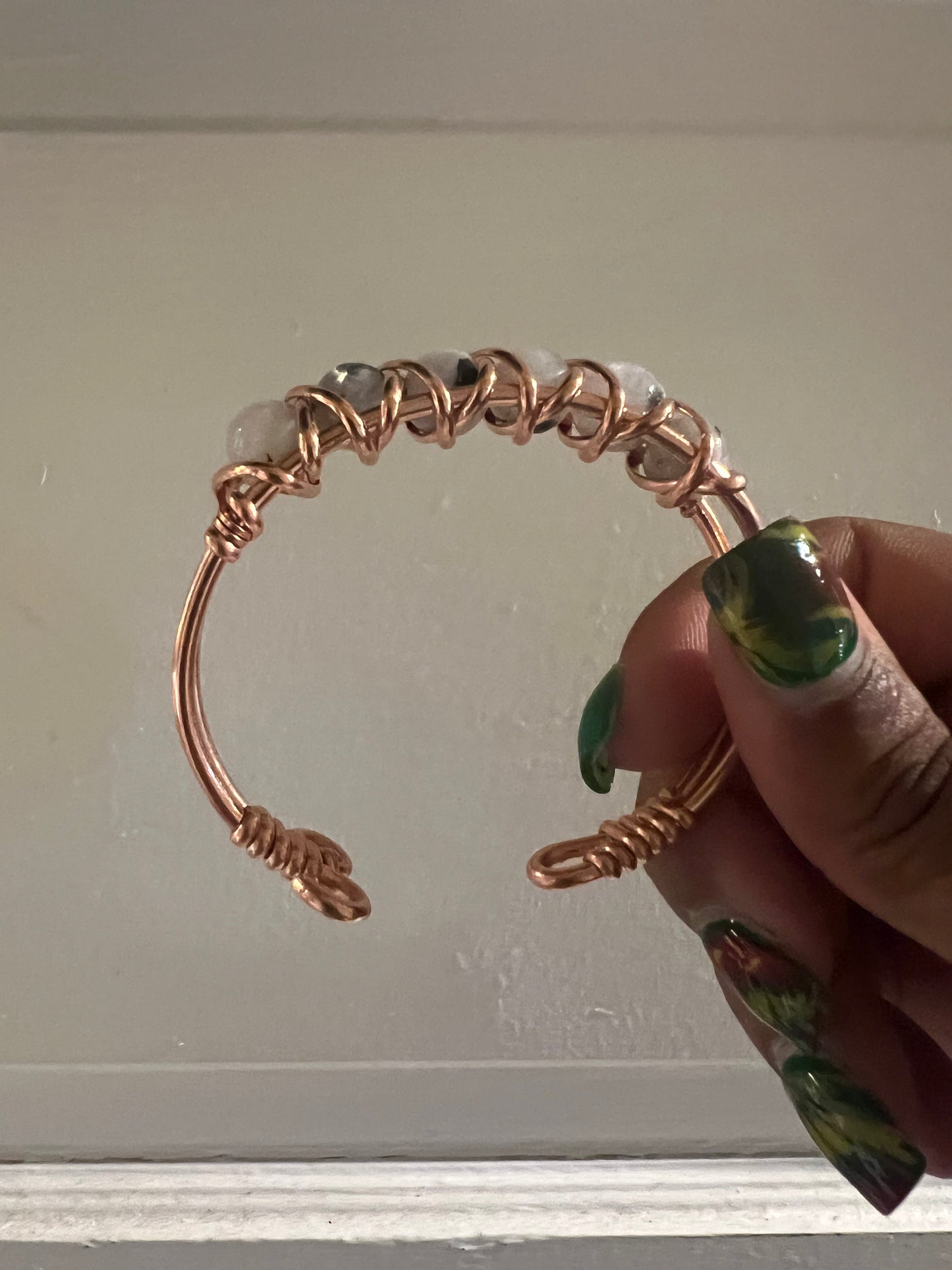 Moonstone Gemstone Copper Wire Beaded Bracelets