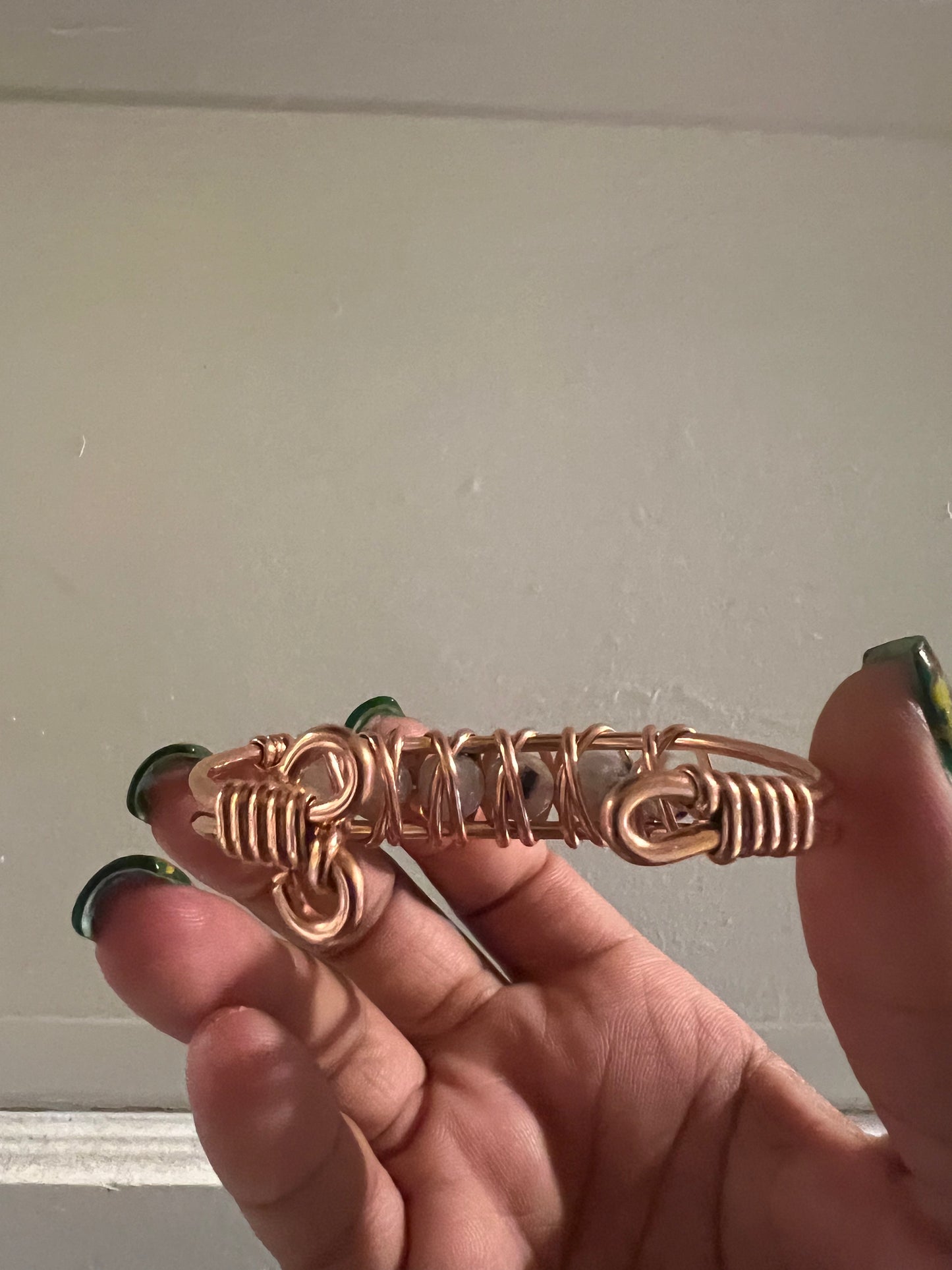 Moonstone Gemstone Copper Wire Beaded Bracelets