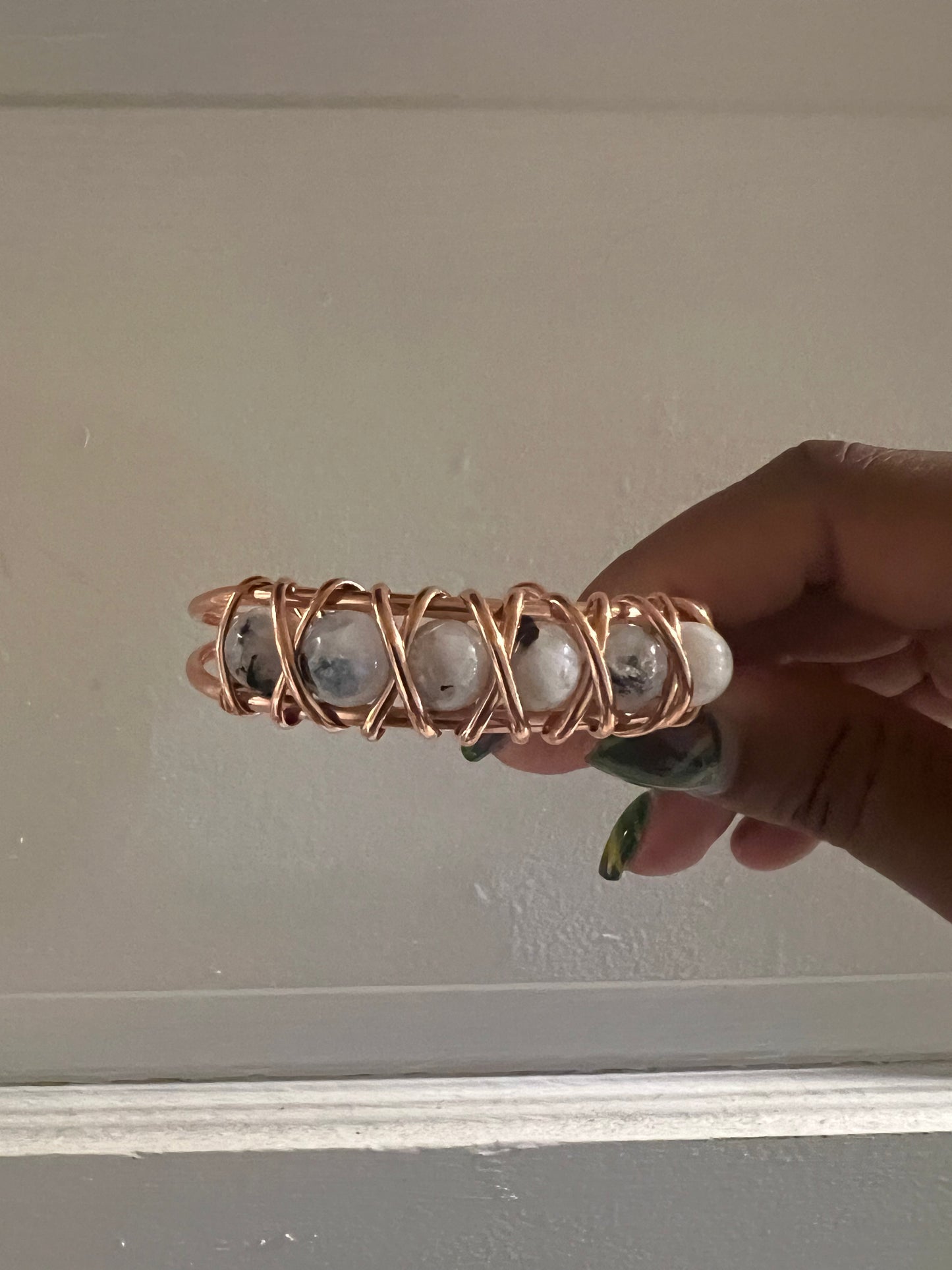 Moonstone Gemstone Copper Wire Beaded Bracelets