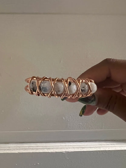 Moonstone Gemstone Copper Wire Beaded Bracelets