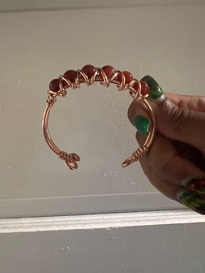 Carnelian Gemstone Copper Wire Beaded Bracelets
