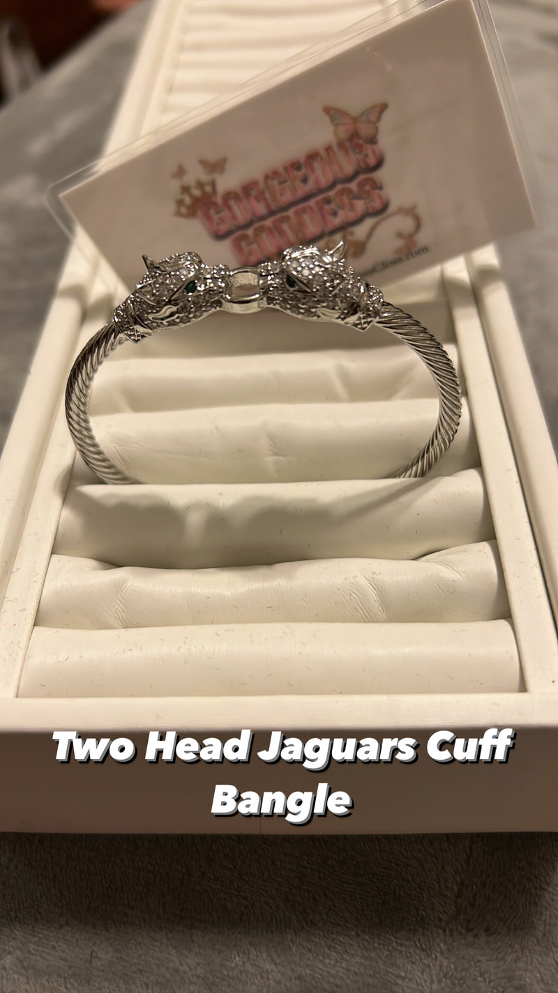 Two Head Jaguars Cuff Bangle