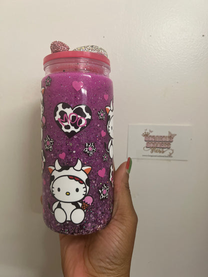 Hello Kitty Cow  Custom Snowglobe Cup 20oz (AS PHOTO)