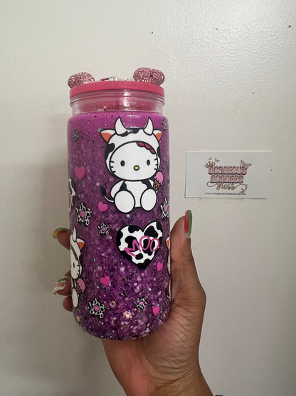 Hello Kitty Cow  Custom Snowglobe Cup 20oz (AS PHOTO)