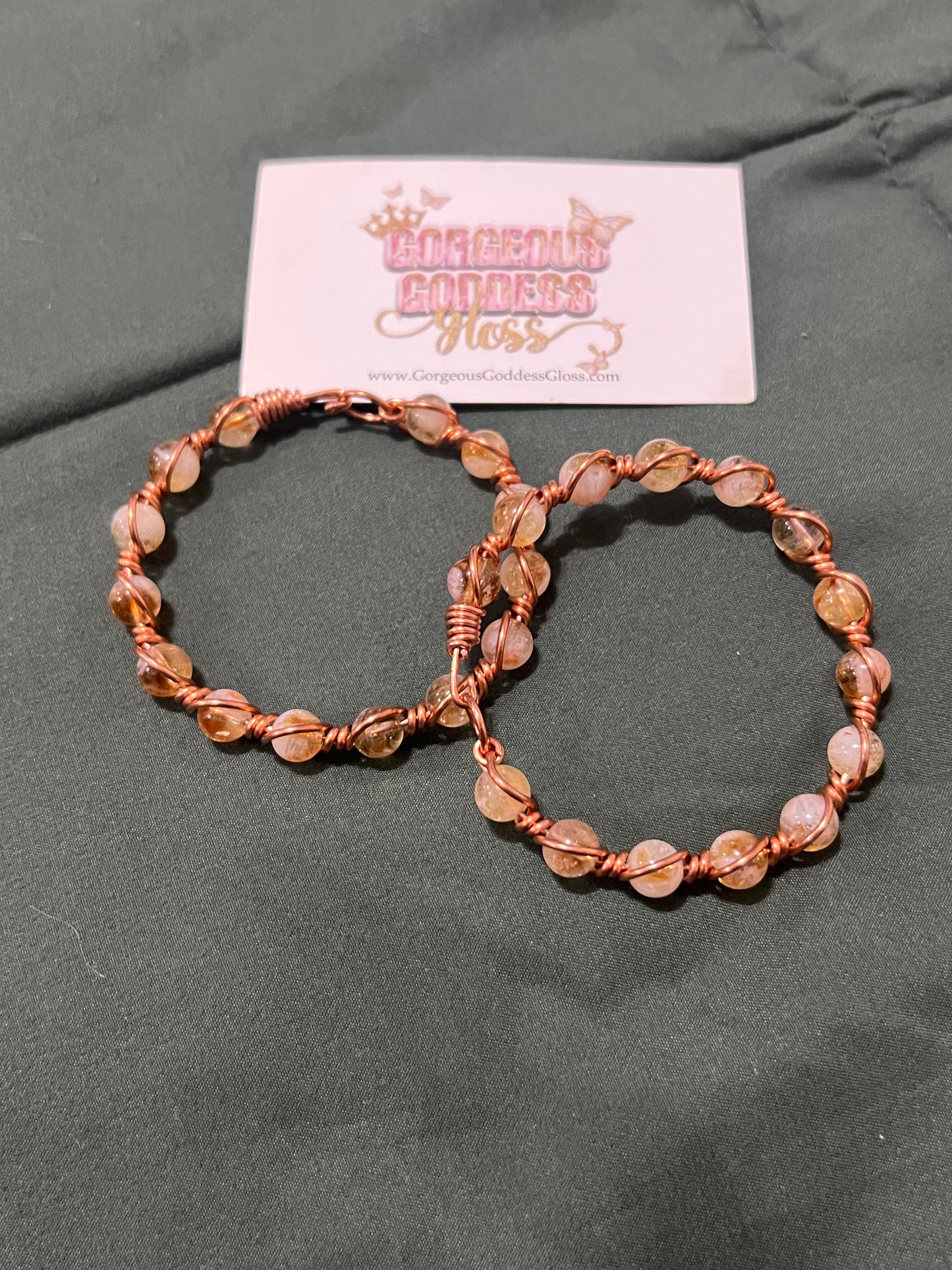 Moonstone Gemstone Copper Wire Beaded Bracelets