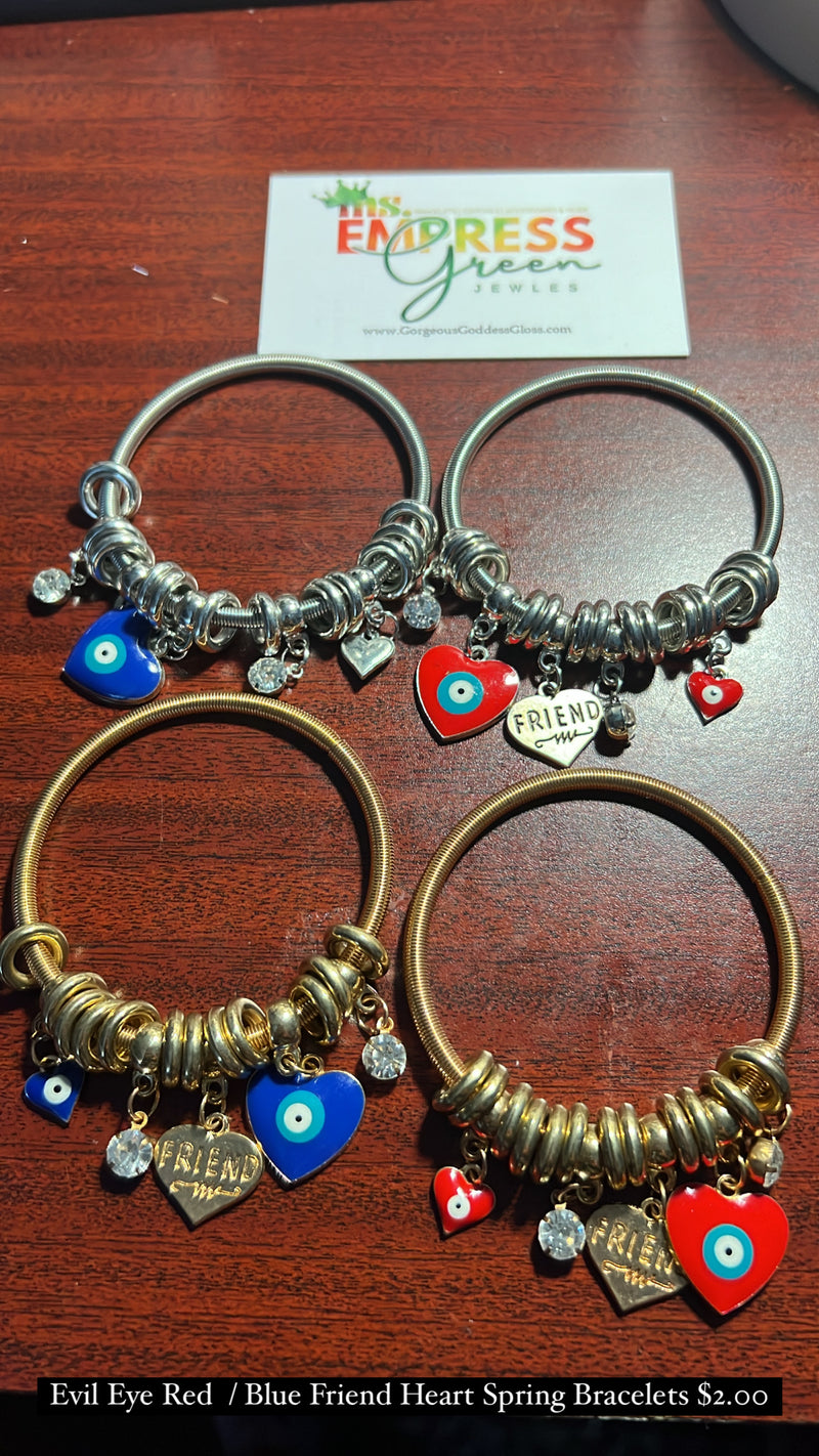 Evil Eye Red  / Blue Friend Heart Spring Bracelets