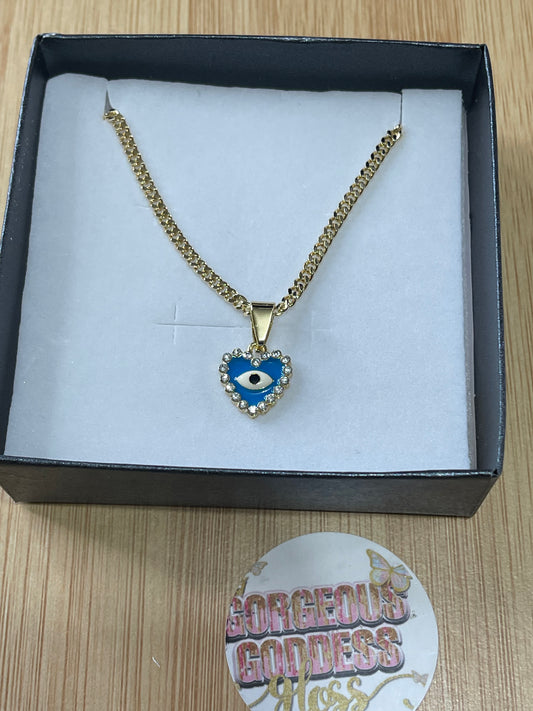 Heart Blue Evil eye Necklace