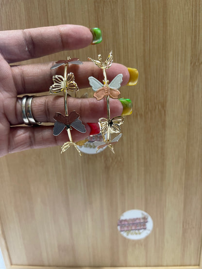 Mix Butterfly hoop earrings