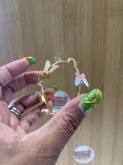 Mix Butterfly hoop earrings