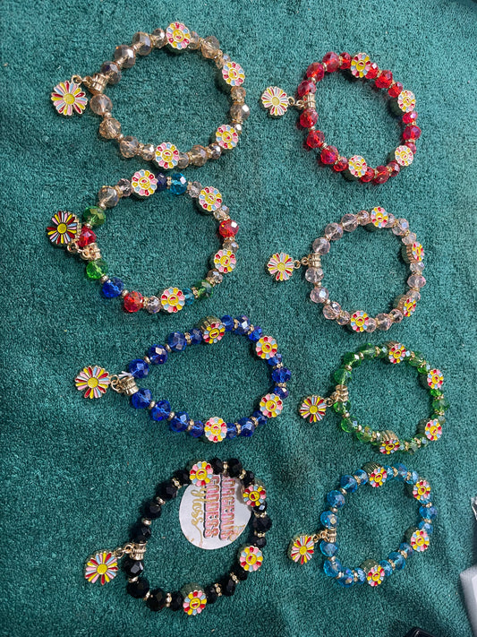 Smiley face sunflower Beaded Single Bracelet