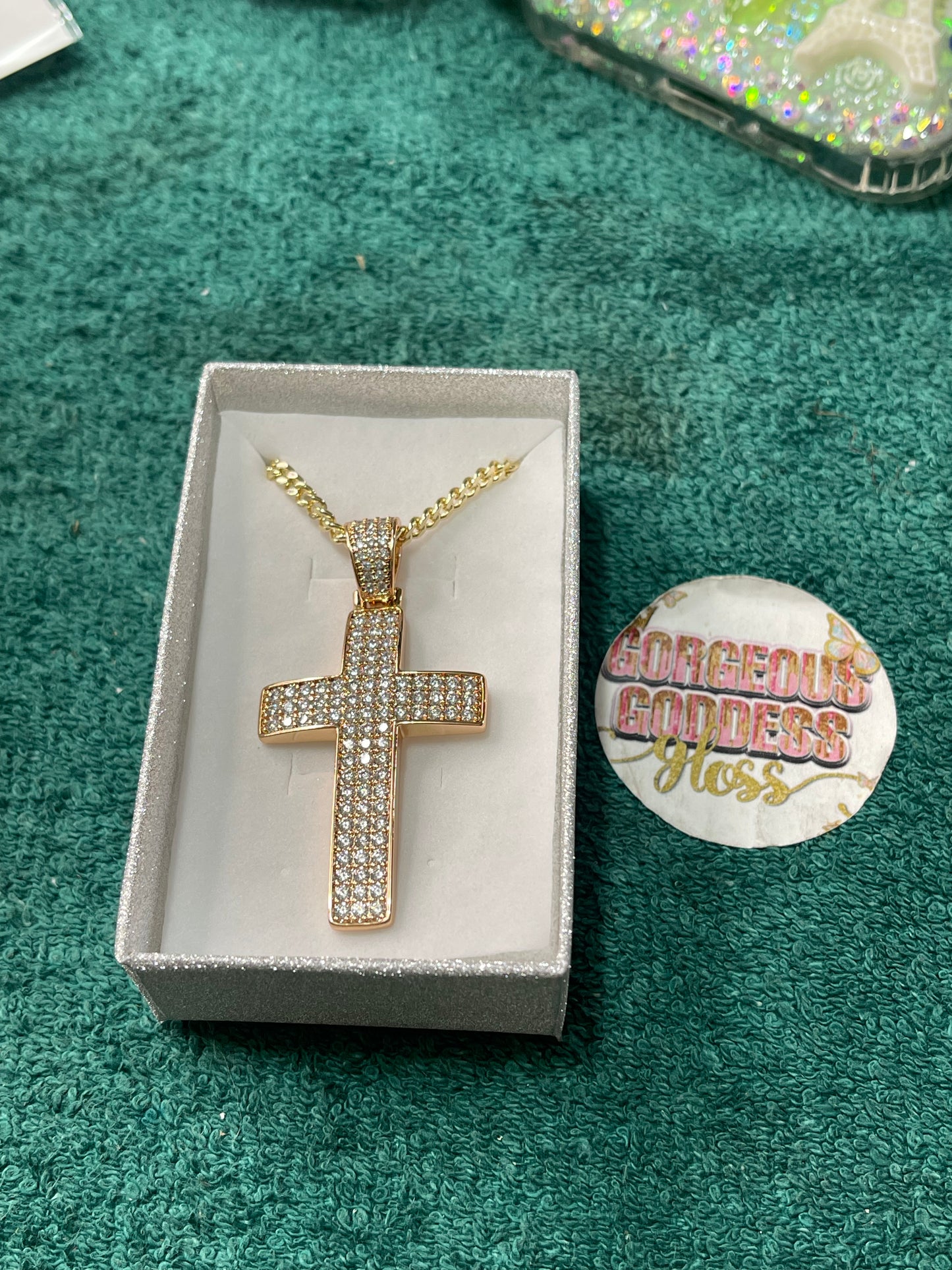 Bling Rose Gold Big Cross  Gold Filled