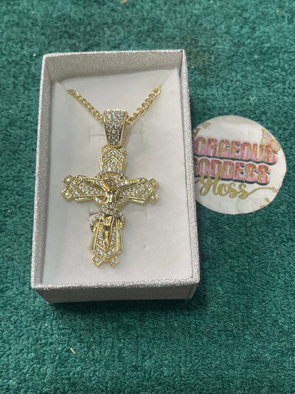 Jesus on the cross  Gold Filled necklace