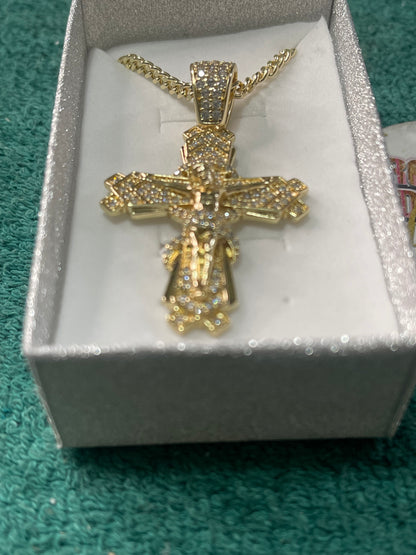 Jesus on the cross  Gold Filled necklace