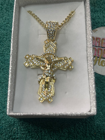 Jesus on the cross  Gold Filled necklace