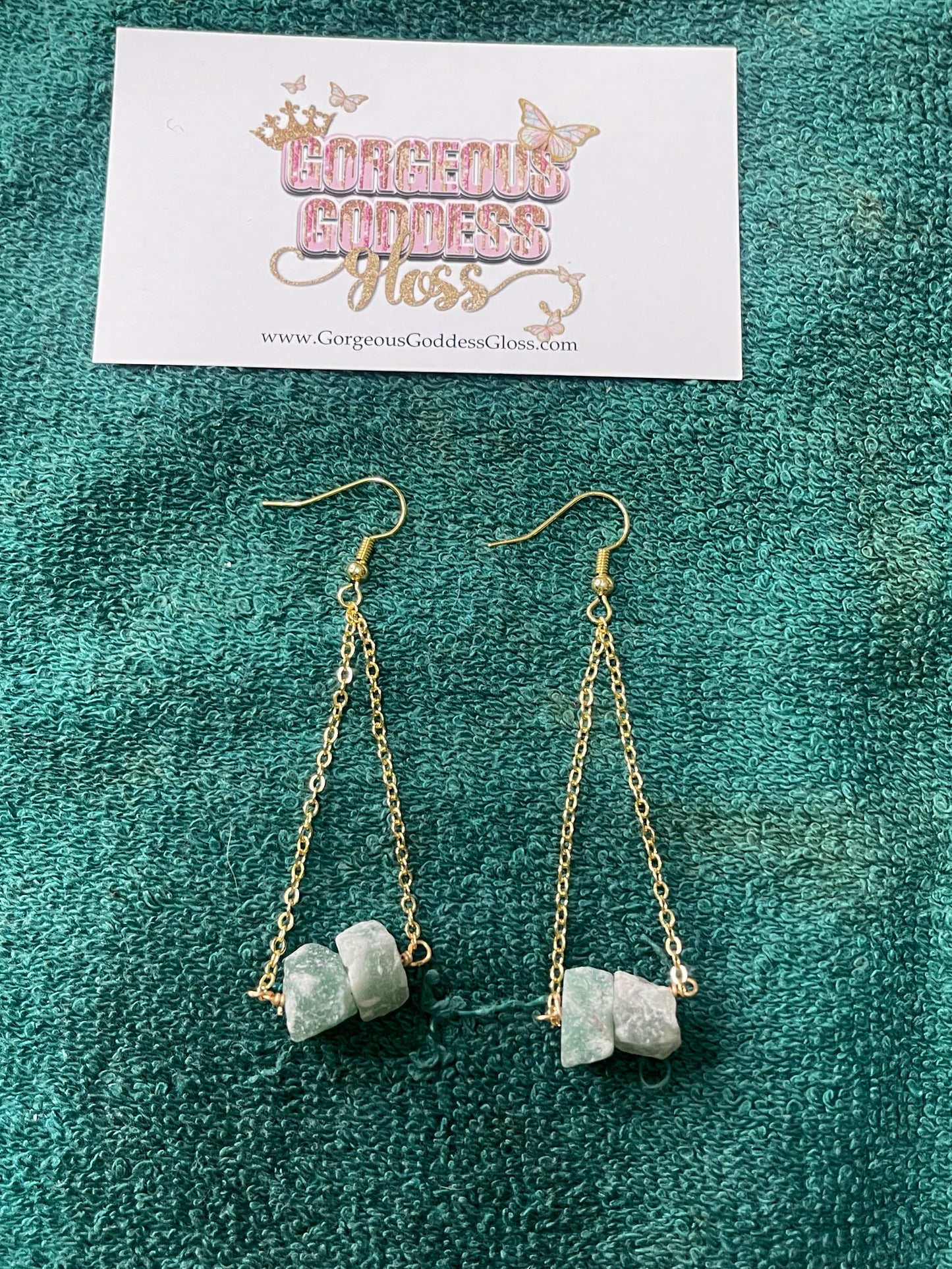 Green Aventurine Crystal Dangle Earrings
