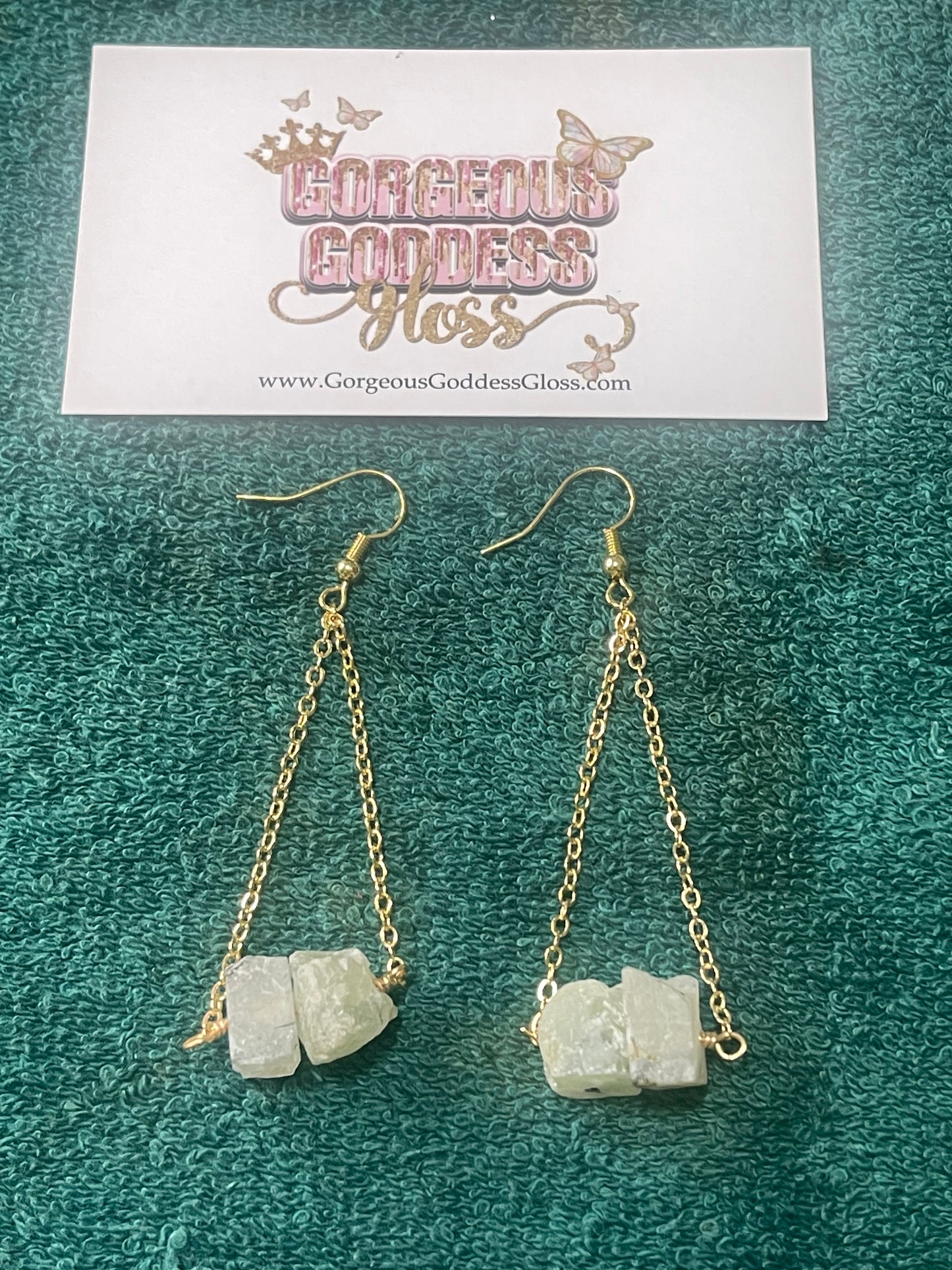 Prehnite Crystal  Dangle Earrings