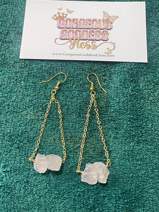 Rose Quarts  Crystal Dangle Earrings