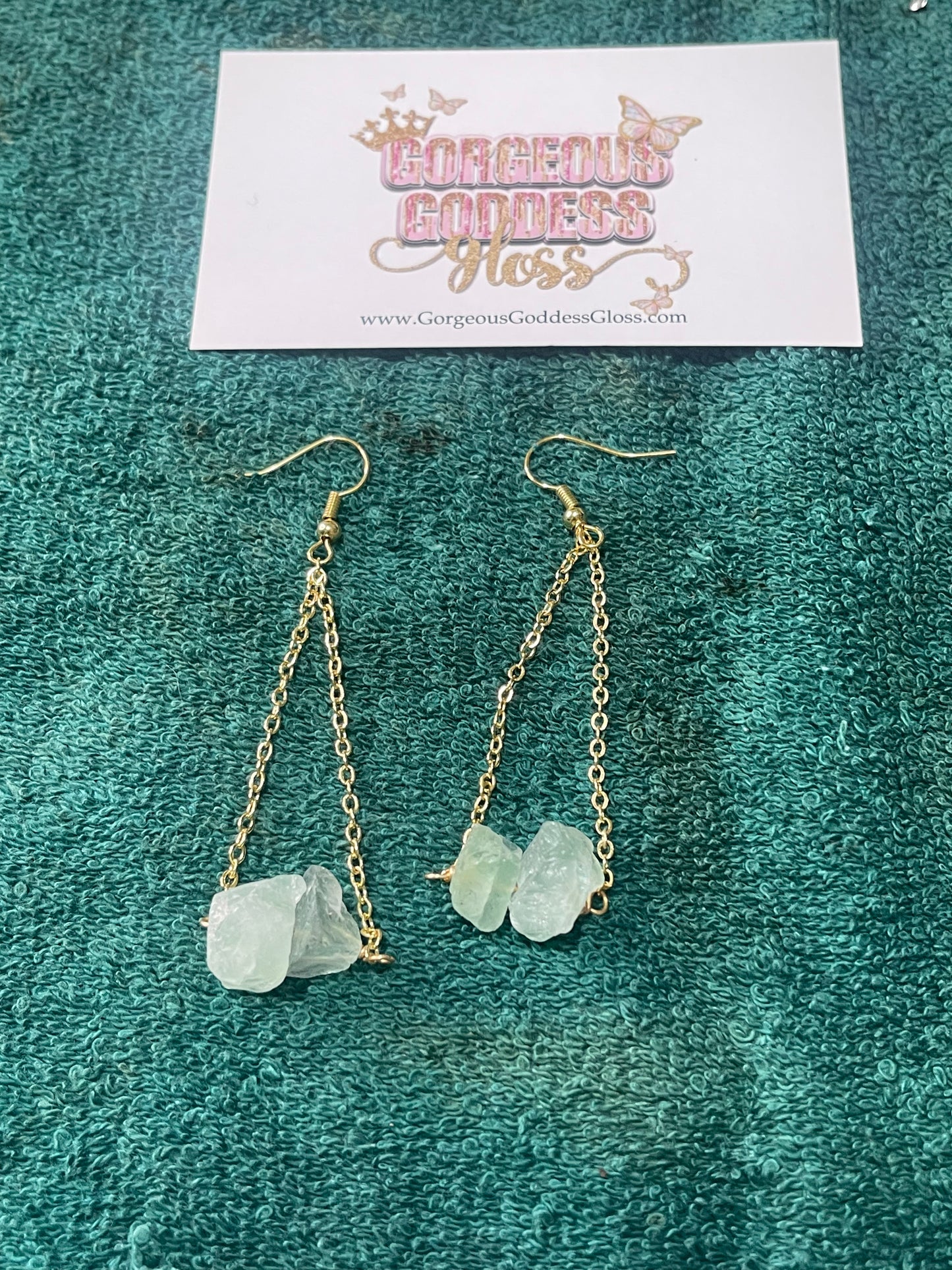 Fluorite  Crystal Dangle Earrings