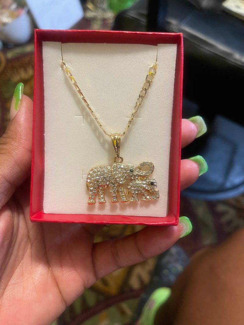 Elephant Family Gold Chain