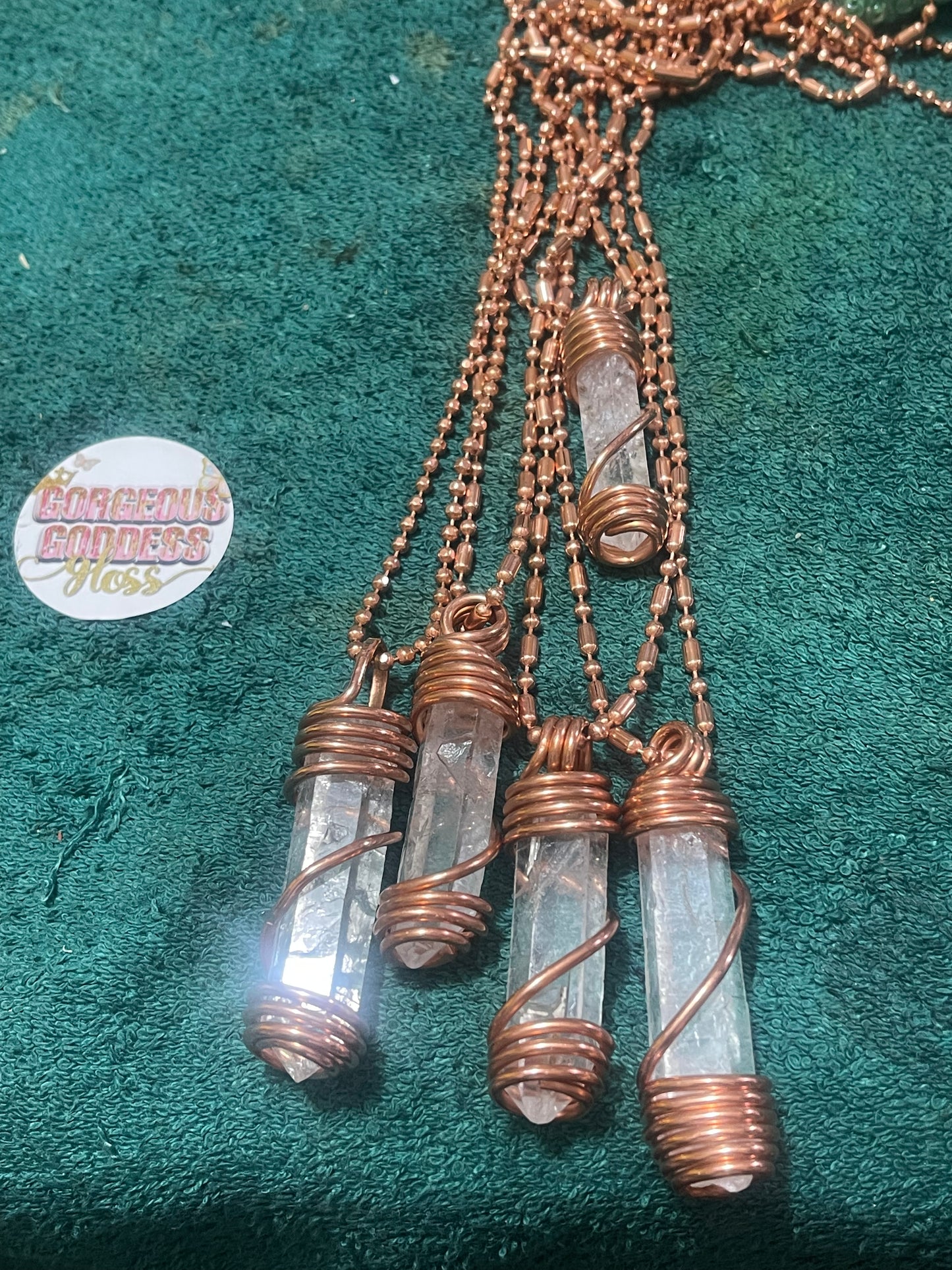 Clear Quarts Master Healer wit copper ball necklace