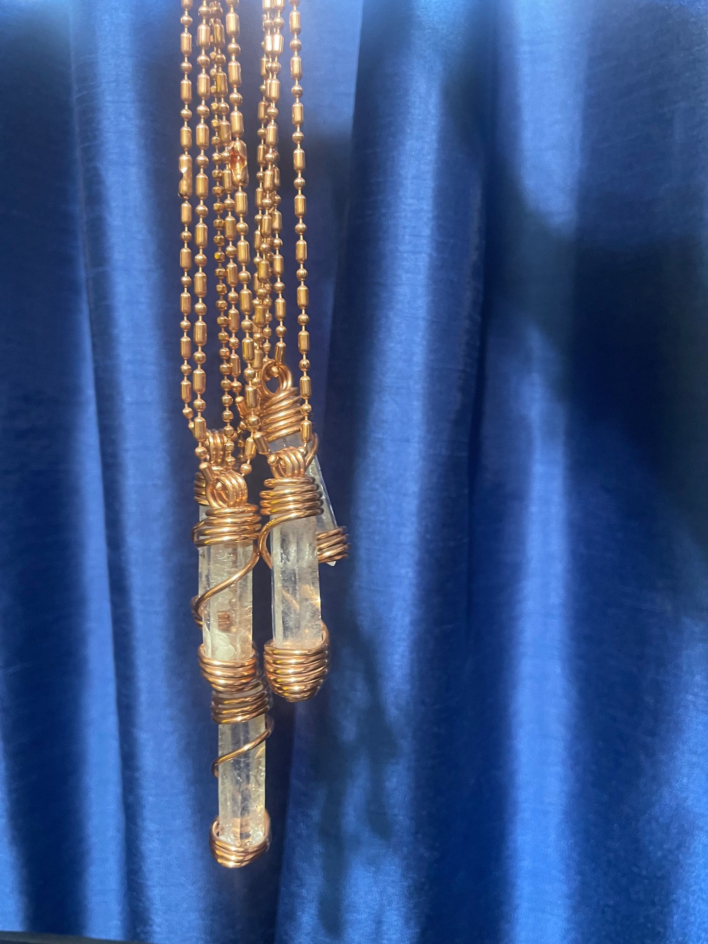 Clear Quarts Master Healer wit copper ball necklace