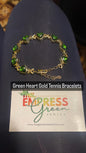 Green  Heart Gold Tennis Bracelets