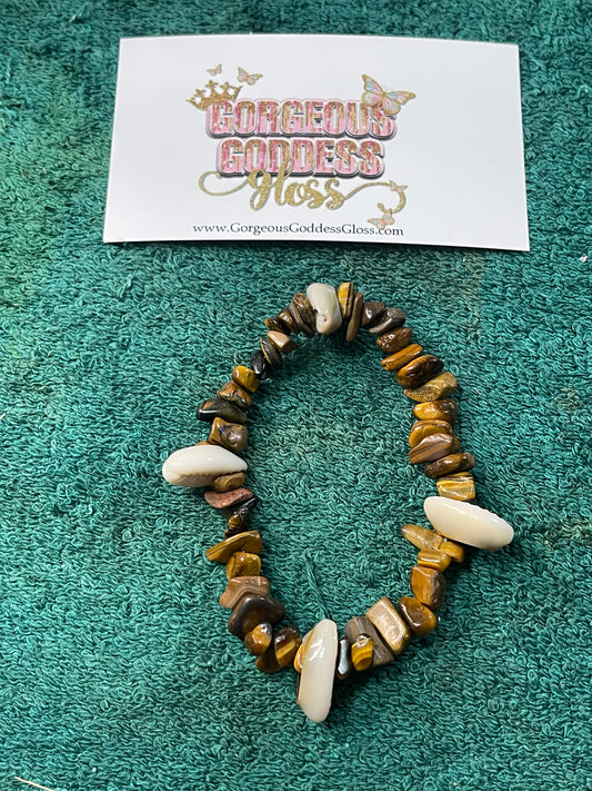 Tigers eye cowrie shell crystal Bracelet