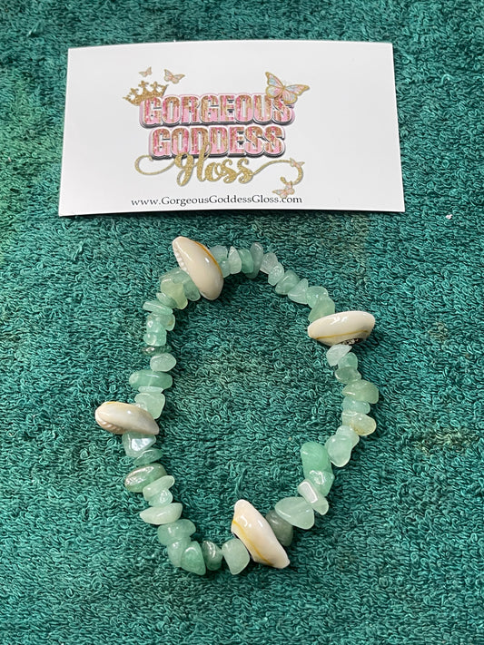 Green Aventurine cowrie shell crystal Bracelet