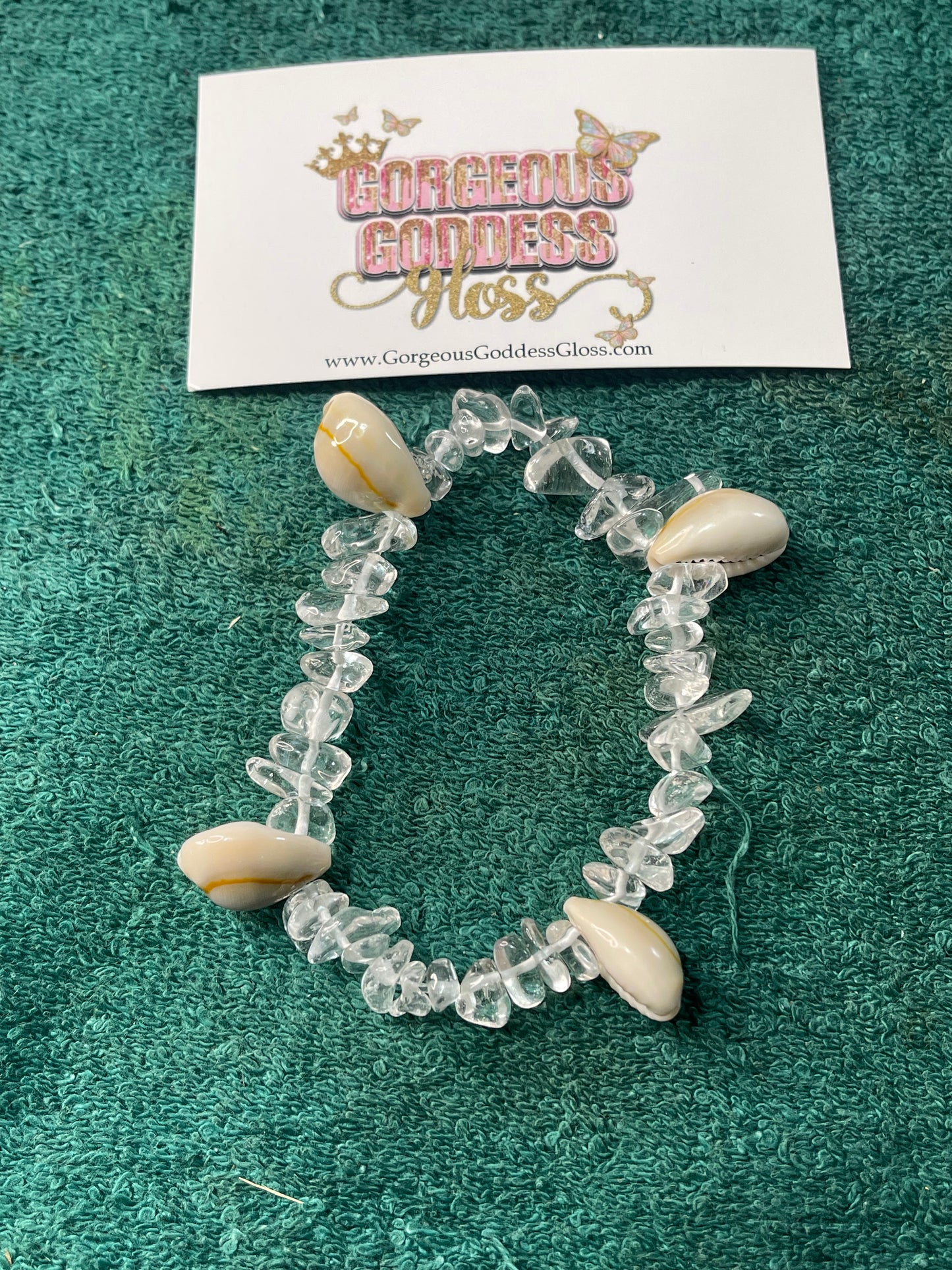 Clear Quarts   cowrie shell crystal Bracelet
