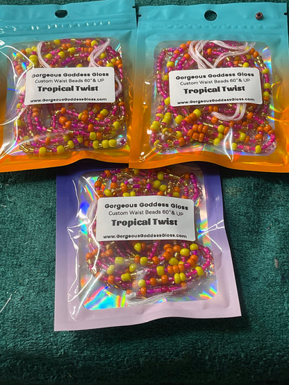 Tropical Twist  custom Waist-bead Tie on waist beads(Add 4 one will be FREE )