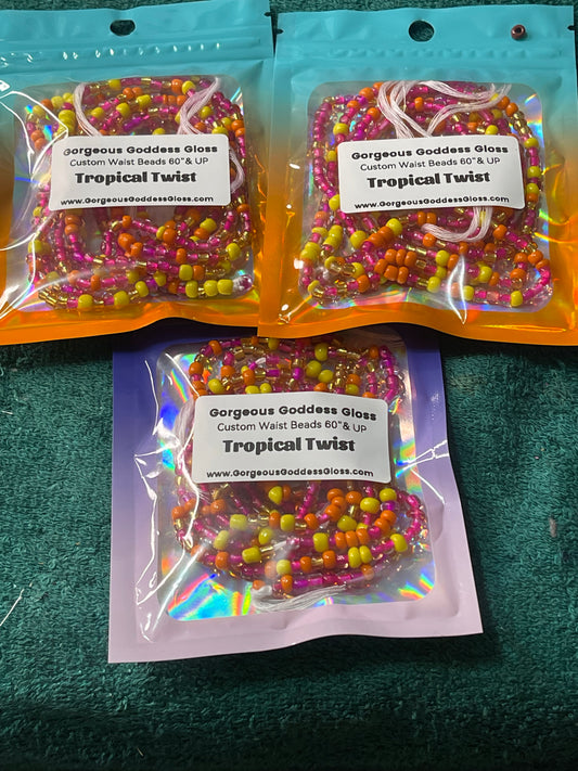 Tropical Twist  custom Waist-bead Tie on waist beads(Add 4 one will be FREE )